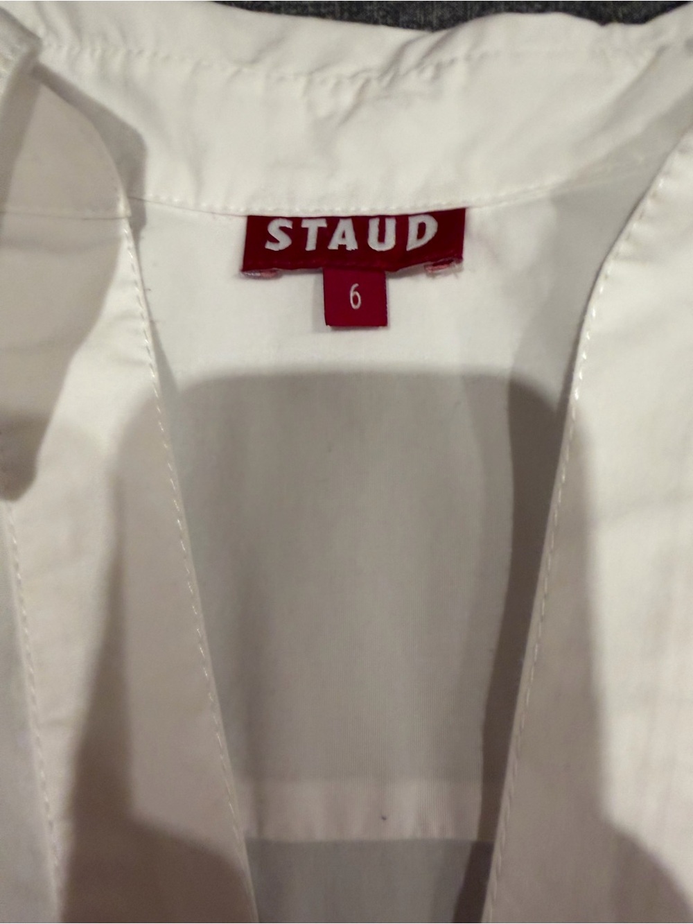 STAUD White Long-Sleeve Twist-Waist Shirt Dress - Picture 6 of 7